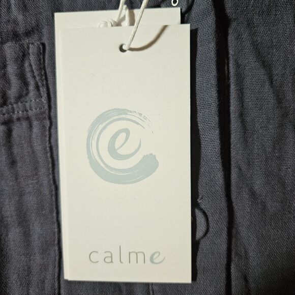 Calme by Johnny Was Double Pocket Shacket Long Sleeve Shirt Gauze Graphite Sz M - Picture 7 of 10